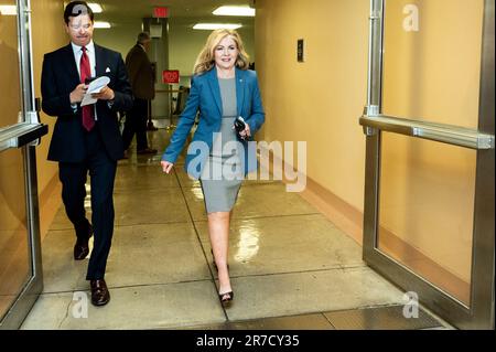 Washington, États-Unis. 14th juin 2023. ÉTATS-UNIS Le sénateur Marsha Blackburn (R-TN) à pied près du métro du Sénat au Capitole des États-Unis. Crédit : SOPA Images Limited/Alamy Live News Banque D'Images