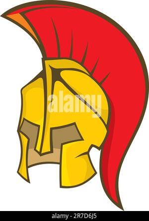 Illustration d'un casque jaune profond et rouge ancien soldat. Illustration de Vecteur