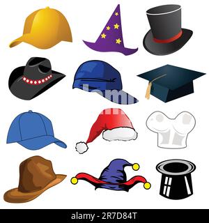 Icônes clipart d'illustration de divers chapeaux Illustration de Vecteur