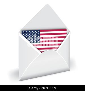 Drapeau USA dans le vecteur d'enveloppe ouvert. Arrière-plan de l'indépendance de vacances Illustration de Vecteur