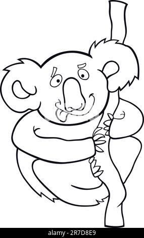 Cartoon illustration de livre à colorier pour koala australien Illustration de Vecteur