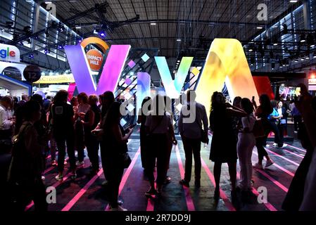 Paris, France. 14th juin 2023. Vivatech logo, le salon Viva Technology 2023 à Paris. 14 juin 2023. Photo d'Alain Apaydin/ABACAPRESS.COM crédit: Abaca Press/Alay Live News Banque D'Images