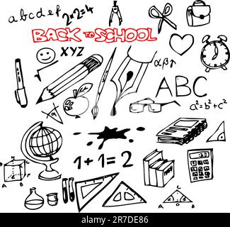 Retour à l'école - ensemble d'illustrations doodle école Illustration de Vecteur
