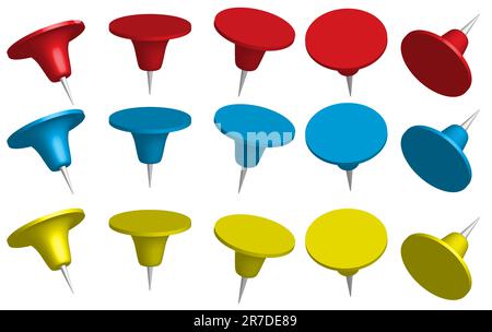 Ensemble de broches de bureau de couleurs et d'angles différents Illustration de Vecteur