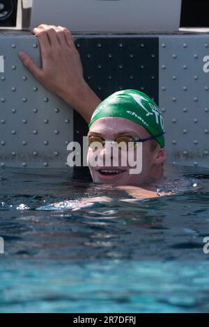 Leon Marchand s'entraîne lors des Championnats nationaux de natation de France 2023 à Rennes, France sur 14 juin 2023. Photo d'Aurore Marechal/ABACAPRESS.COM Banque D'Images