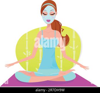 Belle femme méditant dans la pose de yoga. Illustration vectorielle. Illustration de Vecteur