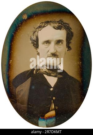 Edgar Allan PoE (1809-1849), écrivain et poète américain, portrait photographie Daguerreotype par photographe américain inconnu, 1849 Banque D'Images