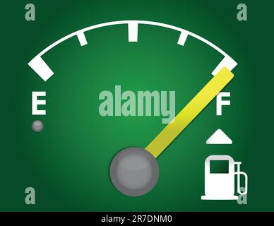 conception détaillée de l'illustration de la jauge à gaz isolée sur un fond vert foncé Illustration de Vecteur