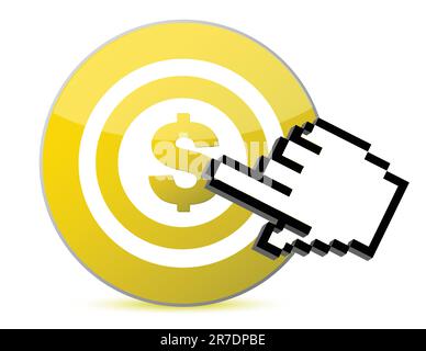 Cible avec monnaie dollar sign illustration avec un curseur main illustration Illustration de Vecteur