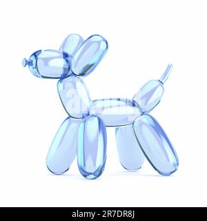 Ballon pour chien bleu transparent 3D illustration de rendu isolée sur fond blanc Banque D'Images