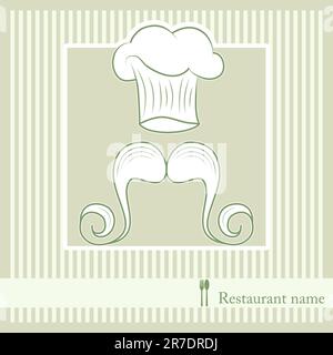 Motif de menu vectoriel avec chapeau de cuisinier et moustache Illustration de Vecteur