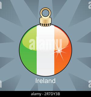 illustration vectorielle entièrement modifiable du drapeau irlandais isolé en forme d'ampoule de noël Illustration de Vecteur