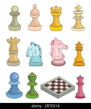 jeu d'échecs de dessin animé isolé Illustration de Vecteur