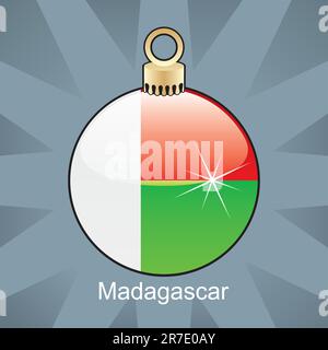 illustration vectorielle entièrement modifiable du drapeau madagascar isolé en forme d'ampoule de noël Illustration de Vecteur