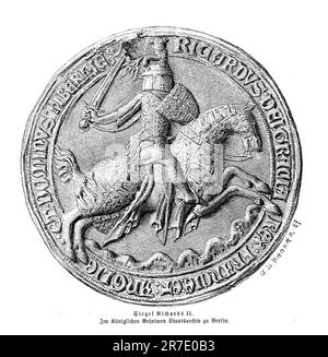 Sceau de Richard II roi d'Angleterre à 14 ans (14th siècle), représenté par William Shakespeare dans une pièce célèbre. Banque D'Images