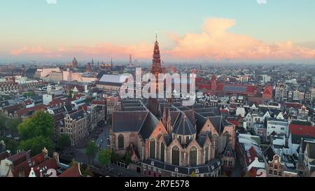 Vue aérienne des célèbres lieux d'Amsterdam, pays-Bas. Banque D'Images