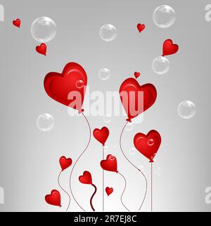 Illustration de carte de la Saint-Valentin avec bulle sur fond blanc Illustration de Vecteur