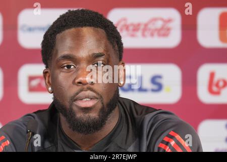 Tubize, Belgique. 15th juin 2023. Orel Mangala de Belgique photographié lors d'une conférence de presse de l'équipe nationale belge de football Red Devils, jeudi 15 juin 2023, au siège de la Royal Belgian football Association RBFA à Tubize, en préparation des matchs contre l'Autriche et l'Estonie plus tard ce mois-ci. BELGA PHOTO BRUNO FAHY crédit: Belga News Agency/Alay Live News Banque D'Images