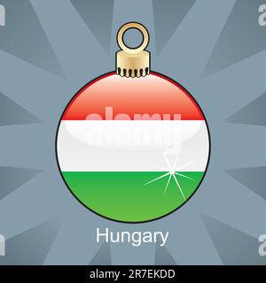 illustration vectorielle entièrement modifiable du drapeau hongrois isolé en forme d'ampoule de noël Illustration de Vecteur