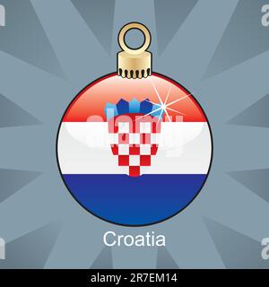 illustration vectorielle entièrement modifiable du drapeau isolé de croatie en forme d'ampoule de noël Illustration de Vecteur