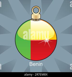 illustration vectorielle entièrement modifiable du drapeau isolé du bénin en forme d'ampoule de noël Illustration de Vecteur