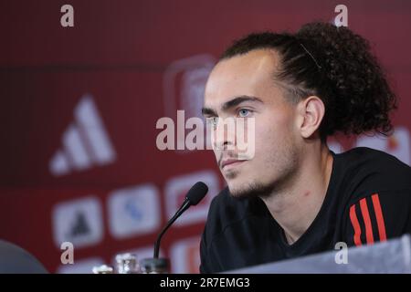 Tubize, Belgique. 15th juin 2023. Arthur Theate de Belgique photographié lors d'une conférence de presse de l'équipe nationale belge de football Red Devils, jeudi 15 juin 2023, au siège de la Royal Belgian football Association RBFA à Tubize, en préparation des matchs contre l'Autriche et l'Estonie plus tard ce mois-ci. BELGA PHOTO BRUNO FAHY crédit: Belga News Agency/Alay Live News Banque D'Images