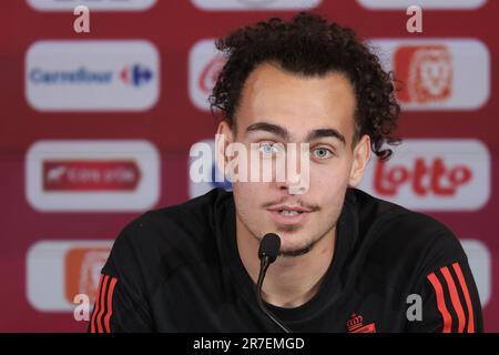 Tubize, Belgique. 15th juin 2023. Arthur Theate de Belgique photographié lors d'une conférence de presse de l'équipe nationale belge de football Red Devils, jeudi 15 juin 2023, au siège de la Royal Belgian football Association RBFA à Tubize, en préparation des matchs contre l'Autriche et l'Estonie plus tard ce mois-ci. BELGA PHOTO BRUNO FAHY crédit: Belga News Agency/Alay Live News Banque D'Images