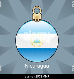 illustration vectorielle entièrement modifiable du drapeau nicaragua isolé en forme d'ampoule de noël Illustration de Vecteur