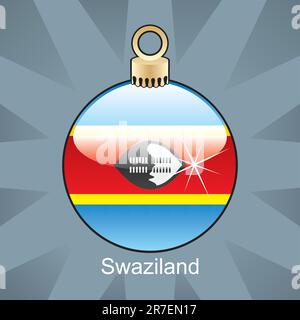 illustration vectorielle entièrement modifiable du drapeau isolé du swaziland en forme d'ampoule de noël Illustration de Vecteur