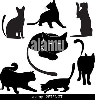 Collections silhouette chat noir Illustration de Vecteur