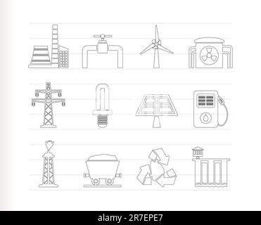 L'industrie de l'électricité et d'icônes - vector icon set Illustration de Vecteur