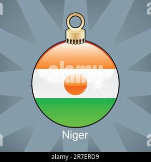 illustration vectorielle entièrement modifiable du drapeau isolé du niger en forme d'ampoule de noël Illustration de Vecteur