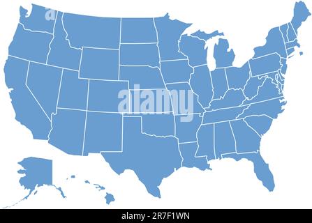 Etats-Unis carte état par état Illustration de Vecteur