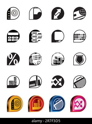 Banque simple, affaires, finances et icônes de bureau - vector icon set Illustration de Vecteur