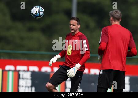 Cardiff, Royaume-Uni. 15th juin 2023. Danny Ward, gardien de but du pays de Galles pendant l'entraînement de l'équipe de football du pays de Galles au Vale Resort à Hensol, près de Cardiff, pays de Galles, le jeudi 15th juin 2023. L'équipe se prépare à la prochaine course à l'UEFA Euro 2024 demain. Usage éditorial seulement, photo par Andrew Orchard/Andrew Orchard sports photographie/Alamy Live News crédit: Andrew Orchard sports photographie/Alamy Live News Banque D'Images