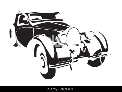 Old vintage car isolé sur fond blanc Illustration de Vecteur