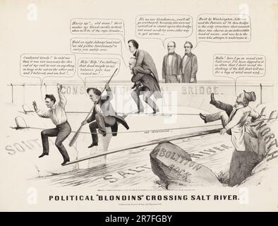 Politique 'Blondins' Crossing Salt River 1860 Banque D'Images