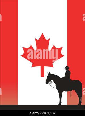 La silhouette d'un du Canada à l'encontre d'un drapeau canadien Illustration de Vecteur