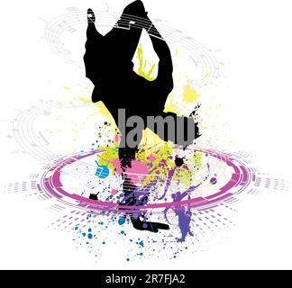 breakdance funky Illustration de Vecteur
