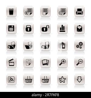 Simple et réaliste 25 icônes Internet détaillés - Vector Icon Set Illustration de Vecteur