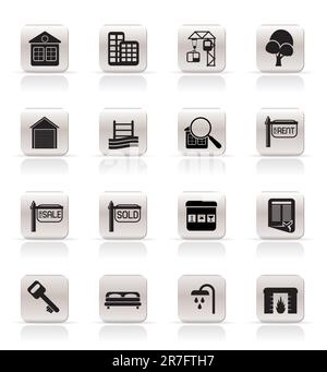 Immobilier simple Icons - Vector Icon Set Illustration de Vecteur