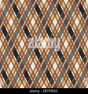 Motif diagonal sans couture principalement dans les teintes orange et marron, vectoriel comme texture de tissu Banque D'Images