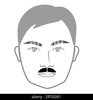 Abat-jour moustache style barbe hommes visage illustration cheveux faciaux. Vector gris noir portrait masculin modèle de mode plat ensemble de collection de barbier. Style de coiffure isolé sur fond blanc. Illustration de Vecteur