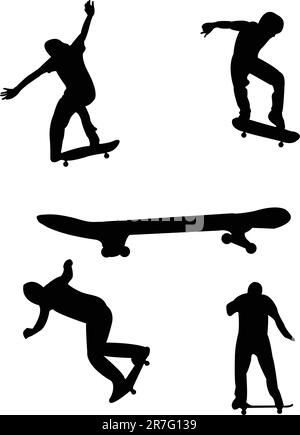 silhouettes de skateboard - vecteur Illustration de Vecteur