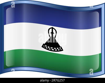 Icône du drapeau du Lesotho, isolée sur fond blanc Illustration de Vecteur