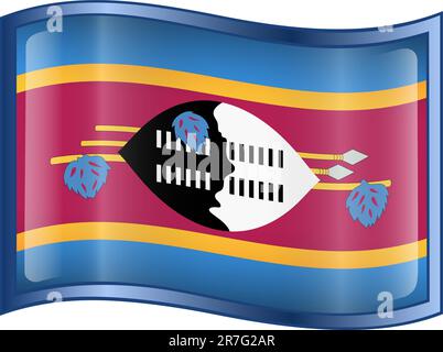 Icône du drapeau du Swaziland, isolée sur fond blanc Illustration de Vecteur