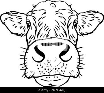 Icône tatouage visage de vache Illustration de Vecteur