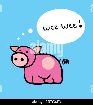 Dessin animé de porc illustration vectorielle amusante Illustration de Vecteur