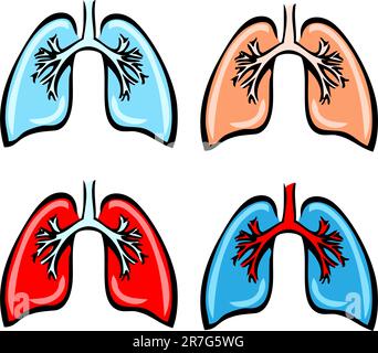 Anatomie pulmonaire, bronches, illustration médicale humaine, emblème 4, schéma, Avantages du poumon Illustration de Vecteur