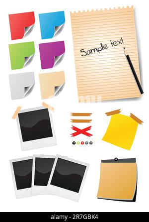 cadres photo et notes vides Illustration de Vecteur